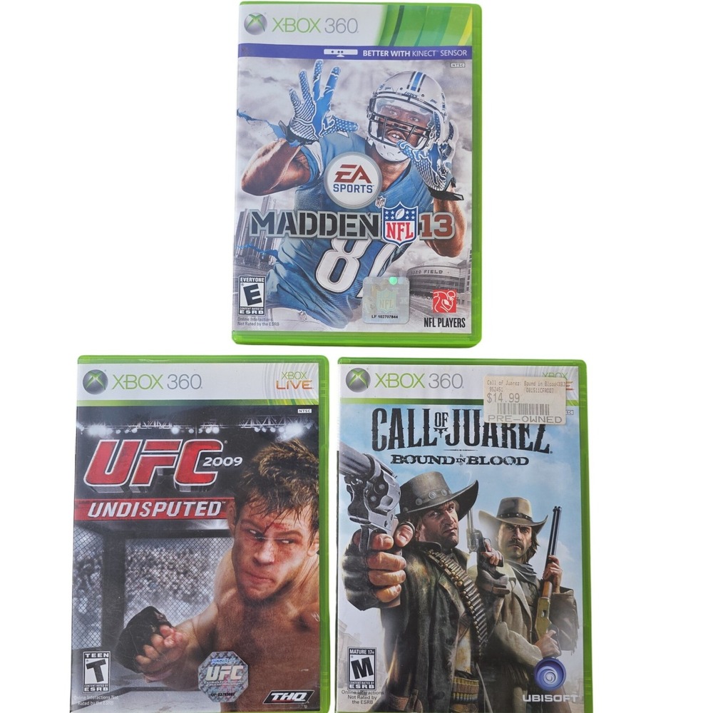 Xbox 360‎ Game Bundle Madden NFL 13 UFC 2009 Call of Juarez Bound in Blood Lot